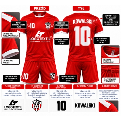 Zestaw sportowy czerwony RACING 2xKoszulki + spodenki